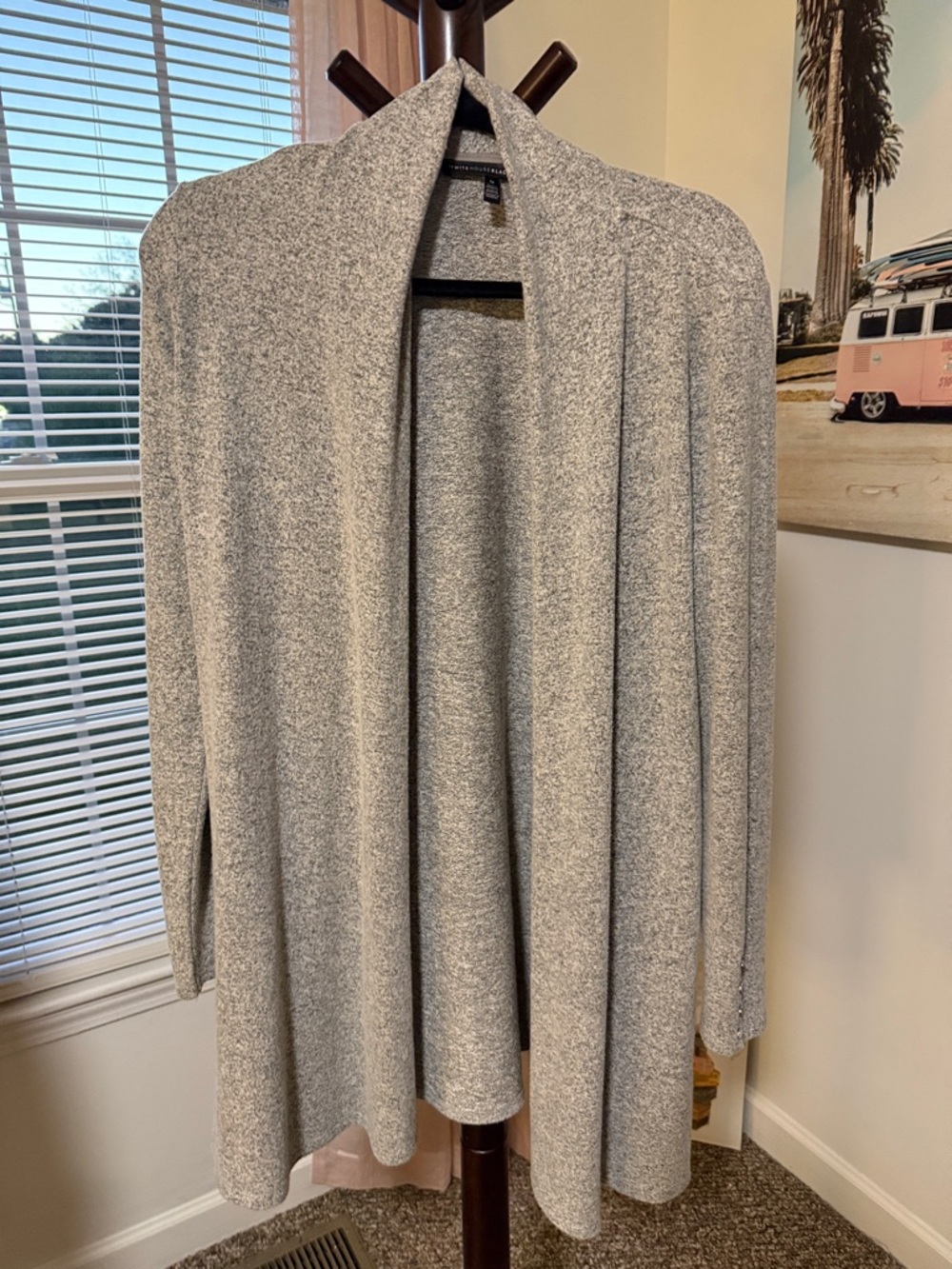 White House Black Market Light Gray Open-Front Cardigan